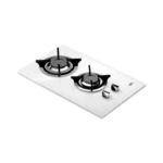 Anafe a gas de 2 hornallas Spezia II TST con superficie de vidrio templado blanco y rejillas individuales