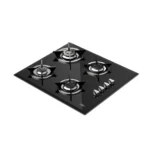 Anafe a gas de 4 hornallas Spezia IV TST con superficie de vidrio templado negro y rejillas individuales