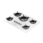 Anafe a gas de 5 hornallas Spezia V TST con superficie de vidrio templado blanco y rejillas individuales