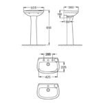 Lavatorio Pedestal Italiana 19x50x36 Capea - Imagen 2