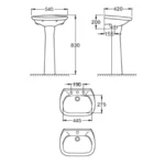 Lavatorio Pedestal Italiana 20x54x42 Capea - Imagen 2